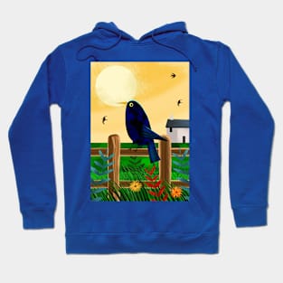 Blackbird on Fence Hoodie